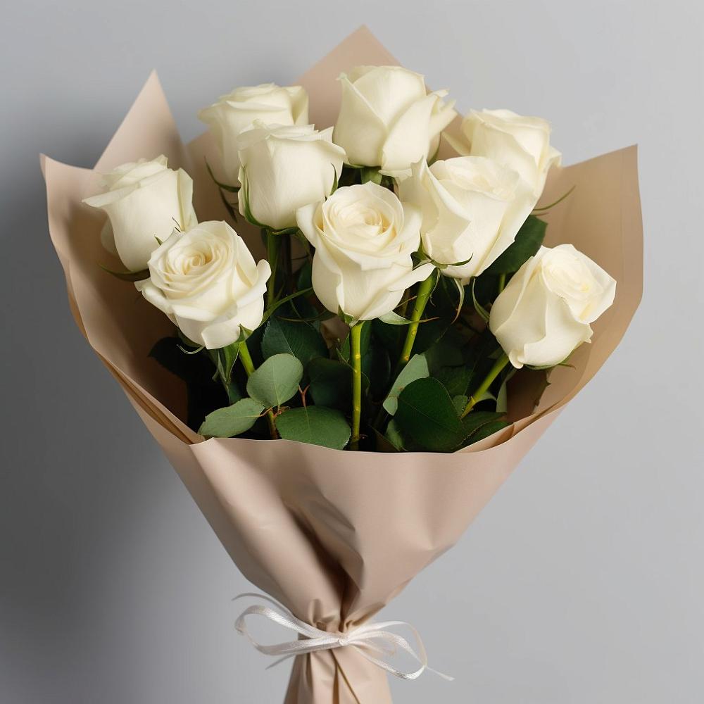 Букет 9 Белых роз Эдлесс Лав в Лебяжьем Алтайского края