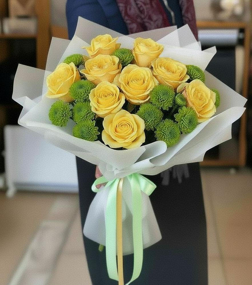 Букет цветов из: Хризантемы и Розы в Лебяжьем Алтайского края