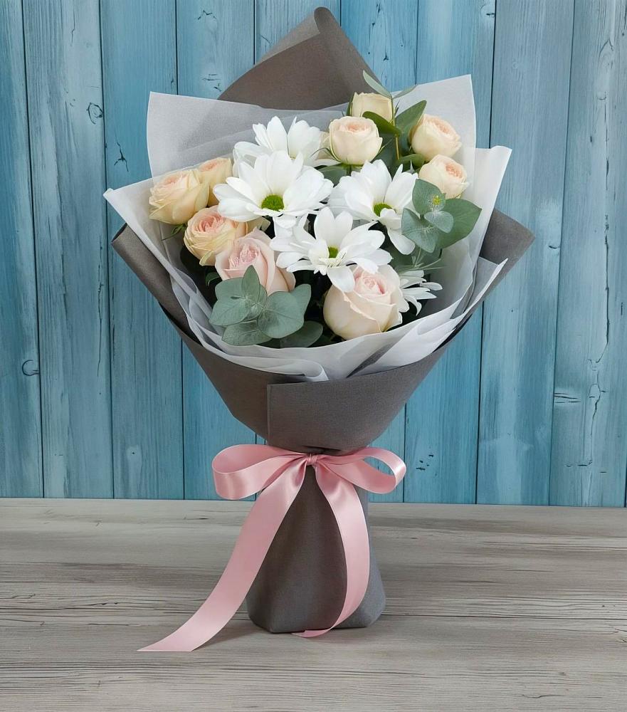 Букет цветов из: Хризантемы и Розы в Лебяжьем Алтайского края