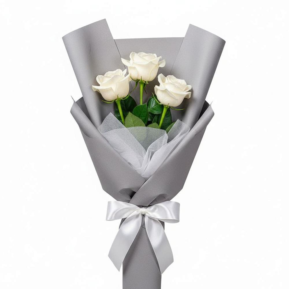 Букет 3 белые розы в Лебяжьем Алтайского края