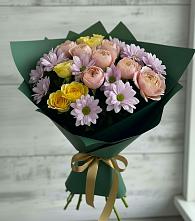 Букет цветов из:  Хризантемы и Розы #REPLACE_PRED# Лебяжьем Алтайского края