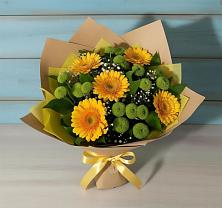 Букет цветов из:  Герберы и Хризантемы в Лебяжьем Алтайского края