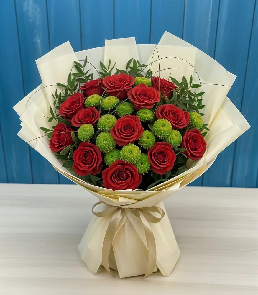 Букет цветов из: Розы и Хризантемы в Лебяжьем Алтайского края